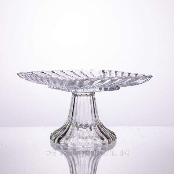 Тортівниця скляна квадратна на ніжці, 16×16 см прозора 64486-15 | Зображення 1