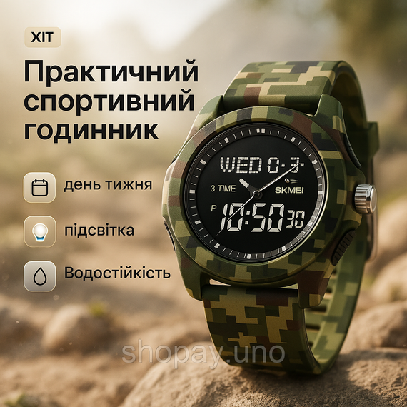Чоловічий круглий спортивний годинник SKMEI 2199CMGN, Зручний годинник для занять спортом JO-83