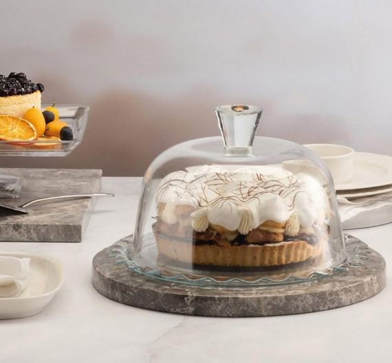 Блюдо Patisserie Ø27см з бортом і зі скляною кришкою-ковпаком | Зображення 3