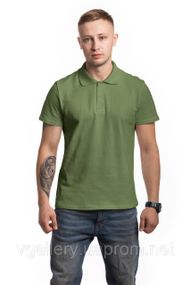 Футболка чоловіча ПОЛО — Оливковий Хакі ВСУ з коротким рукавом із МІКРОЛАКОСТИ S