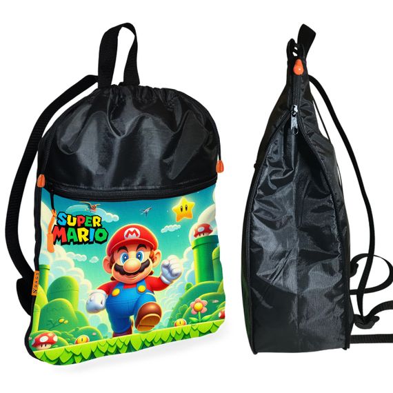 Рюкзак-мішок для взуття, спортивної форми Супер Маріо «Super Mario» дитяча сумка для змінки з розширювачем (01326)