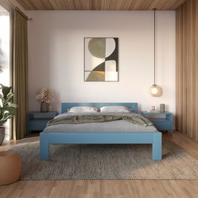 Двоспальне дерев'яне ліжко Mebigrand Делі Сіро-синій (S7010R90B) 180х190 см (MBG-3944)