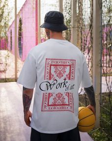 Oversize футболка з принтом Work of Art біла