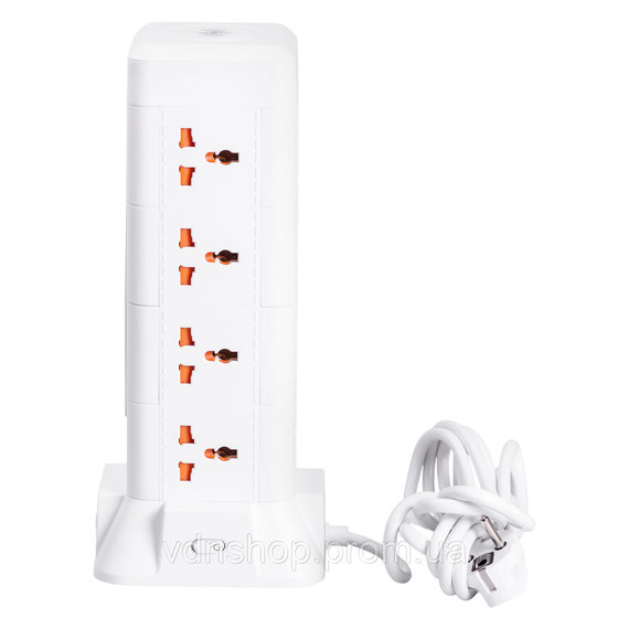 Мережевий фільтр подовжувач 2.8 м з лампою на 12 універсальних розеток з 2 USB, 1 Type-C, бездротова зарядка HP-5-9MF | Зображення 8