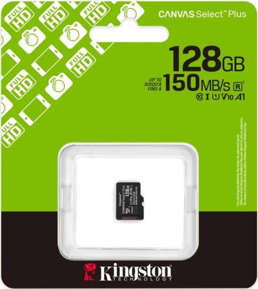 Карта памяти microSDXC (UHS-1) Kingston Canvas Select Plus Gen3 128Gb Class 10 А1 (R-150MB/s) | Зображення 1