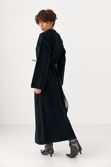 Довга в'язана вільна сукня - чорний цвет, ONE SIZE (є розміри) | Зображення 1