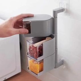 Полиця для спецій настінний поворотний контейнер поличка для спецій підвісні контейнери для спецій та круп