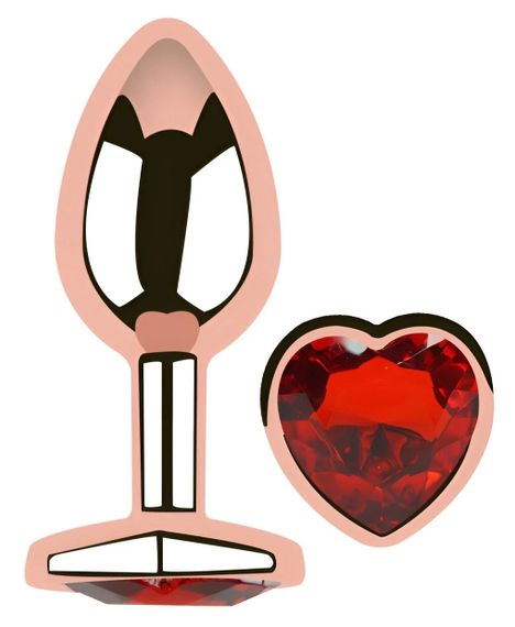 Анальная пробка EGZO Rose Gold Heart Plug S с красным сердцем, нержавеющая сталь Sex Aura | Зображення 1