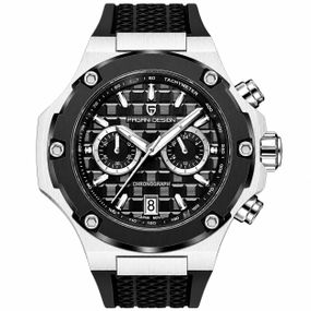 Чоловічий годинник Pagani Design PD-YS032 Silver-Black-Black Rubber на каучуковому ремінці