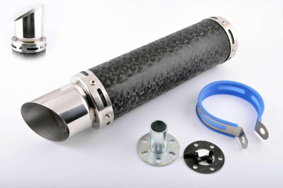 Глушник (тюнінг) 300*90mm, креп. Ø48 mm (неіржавка сталь, мармур чорний, прямоток, тип:2)