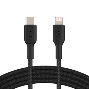 Кабель Belkin USB-С - Lightning, BRAIDED, 1m, black (CAA004BT1MBK)