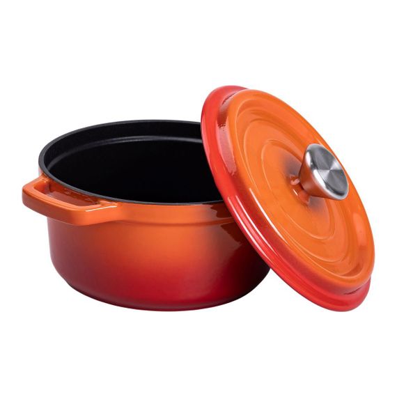 Кастрюля чугунная эмалированная 2 л с крышкой Ø20 см Оранжевая HP-1-2O | Зображення 2