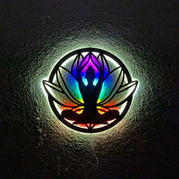 Панно декоративне картина на стіну Лотос LED підсвітка 400х447 acr-p000236