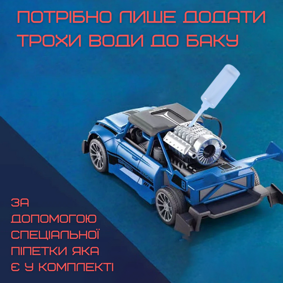 Гоночная Машинка Радиоуправляемая Скоростная с Паром и LED Подсветкой на Аккумуляторе STORM Синяя | Зображення 4