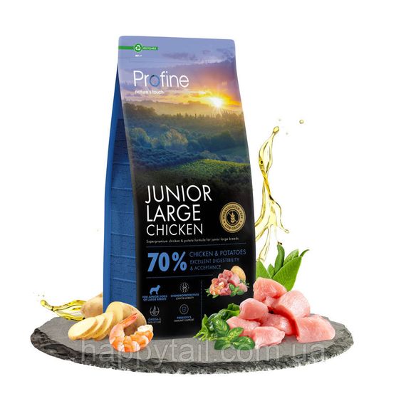 Сухой корм Profine Junior Large Chicken & Potatoes для юниоров крупных пород, курица и картофель, 12 кг | Зображення 1