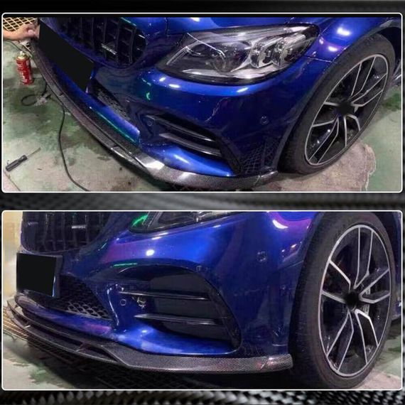 Накладка на передній бампер Lip V1 (для C43 AMG 2019-2021, Карбон) для Mercedes C-сlass W205 рр | Зображення 4