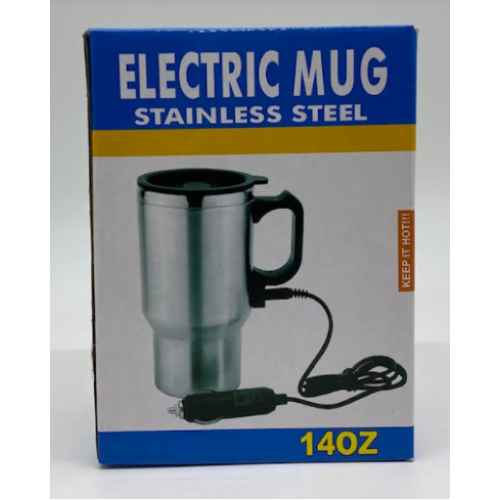 Термокружка в автомобіль Electric Mug 12В — Електрична чашка з підігрівом (350 мл), нержавіюча сталь, колір Металік