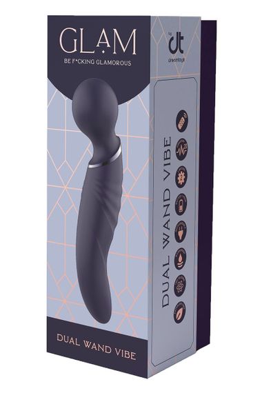 Вібратор мікрофон вигнутий подвійний стимуляції Dream Toys Glam Dual Wand Vibe, фіолетовий Sex Aura | Зображення 4