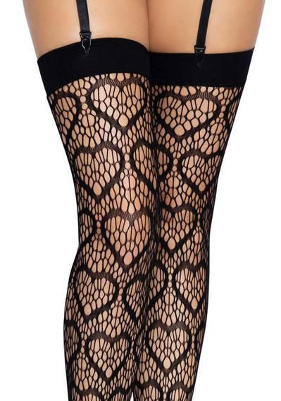 Ажурные чулки с сердечками Leg Avenue Heart Black, one size | Зображення 4