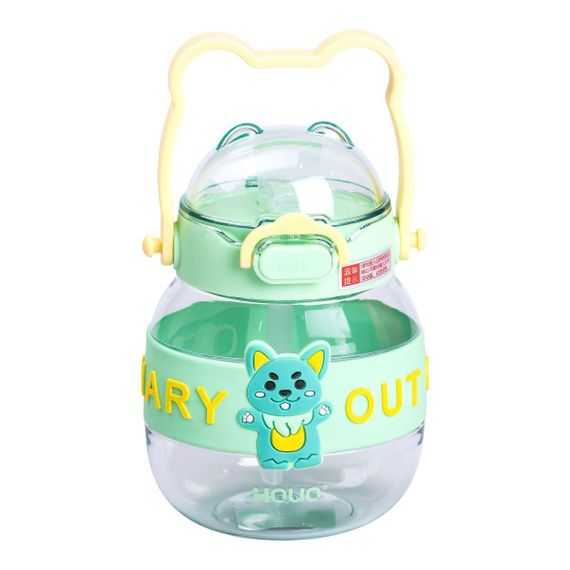 Пляшка для води дитяча з трубочкою 580 мл з ручкою та ремінцем Зелена HP-14-37GR | Зображення 1