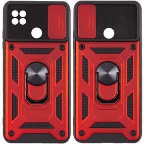Ударопрочный чехол Camshield Serge Ring для Xiaomi Redmi 9C / Redmi 10A TPU+PC, Шторка на камеру, Красный