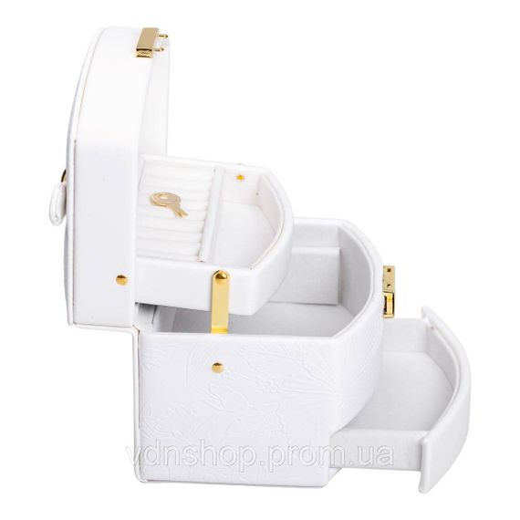 Скринька для прикрас з еко шкіри 3 яруси із замком органайзер для ювелірних виробів HP-5-23W | Зображення 3