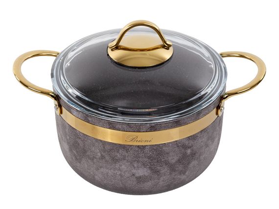 Кастрюля 3L антипригарная со стеклянной крышкой gold