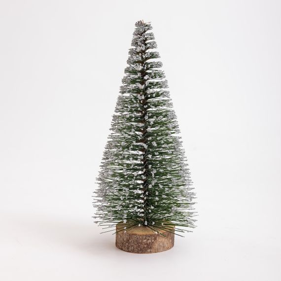Новорічна настільна ялинка засніжена Стріла 25 см на дерев'яній підставці SOK-М-12-1 | Зображення 1