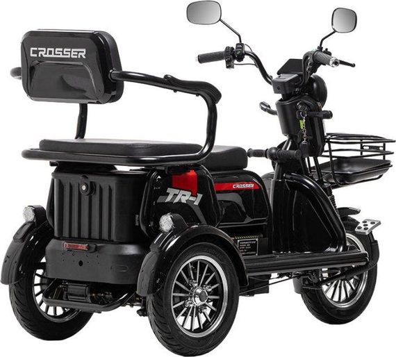 Электротрайк Crosser TR-1 LFP 1500W 76.8V 30Ah, трехколесный электроскутер, до 75 км, для взрослых и пожилых Чорний | Зображення 4