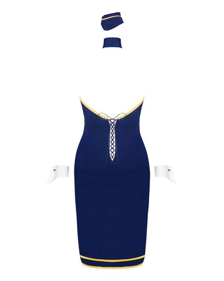 Еротичний костюм стюардеси Obsessive Stewardess uniform XS/S, blue, сукня, пілотка, шарф, манжети | Зображення 5