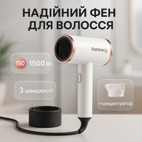 Малошумний фен для укладання волосся Rainberg, Фен для укладання волосся універсальний FS-50