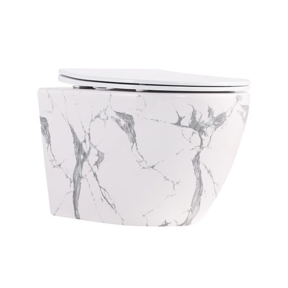 Унітаз підвісний Robin Ultra Quiet 490×365×325 мм, Marble, з сидінням Slim Duroplast / Soft-close / Quick Release QT13332381АSMR