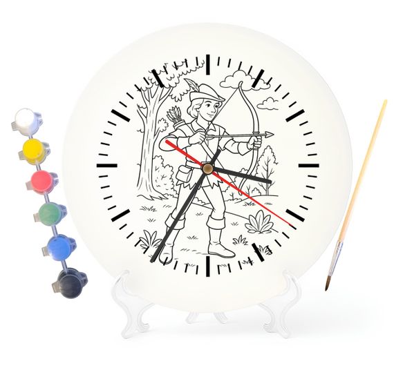 Дитячий набір для творчості годинник-розмальовка за мотивами Робін Гуд — король розбійників (Александр Дюма) 30 см (Г0040)