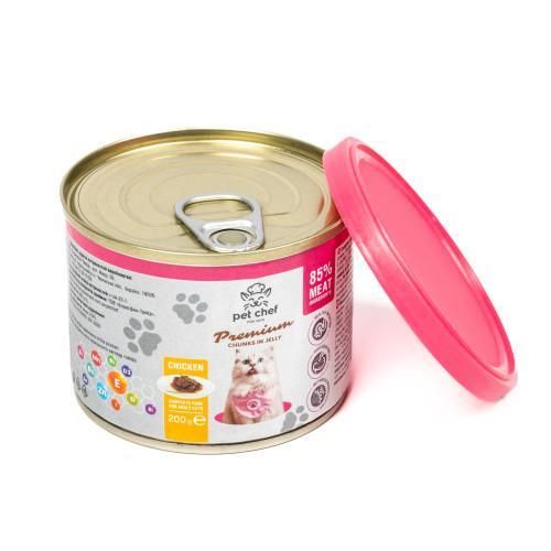 Вологий корм для дорослих котів Pet Chef, шматочки в желе з куркою 200 г | Зображення 4