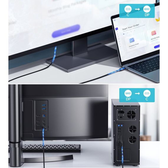 Кабель мультимедийный USB 3.1 Type-C to DisplayPort 1.8m V1.4 Thunderbolt 3 4K60Hz PVC Choetech (XCP-1803) | Зображення 5