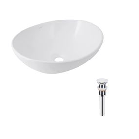 Комплект Qtap Dove: Раковина накладна овальна 415x340x140 мм White + Донний клапан PU02