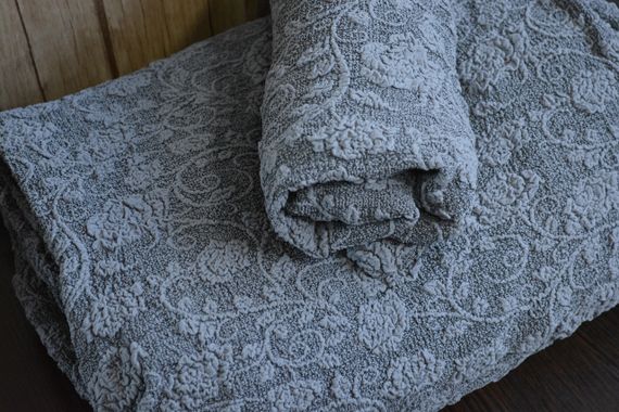 Жаккардовый чехол на угловой диван Roza с юбкой Темно-серый | Зображення 1