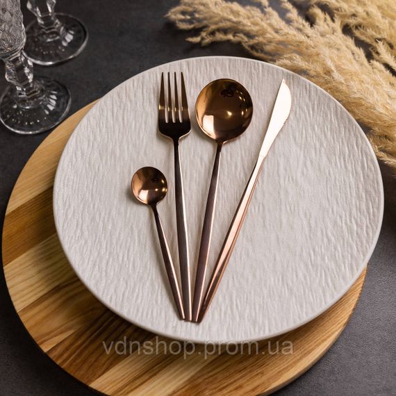 Набір столових приборів 24 предмети набір ложок виделок і ножів на 6 персон Бронзовий HP-20-44 | Зображення 3