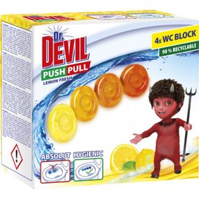 Туалетні блоки без кошика для унітазу Dr.Devil Push Pull Лимонний фреш 8595025835697 80 г