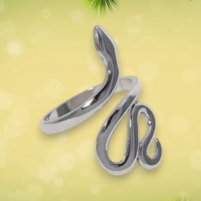 Кольцо змея - домашнего очага и небесного огня - змея символ грядущего года размер регулируемый Серебристая