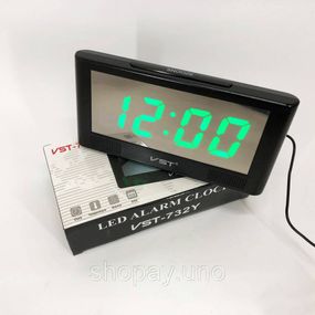 Світлодіодне табло годинник VST-732Y, Годинник зі світловим табло Цифровий настільний LE-15
