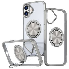 TPU+PC чохол Metal Ring with MagSafe для Apple iPhone 16 (6.1") Сірий