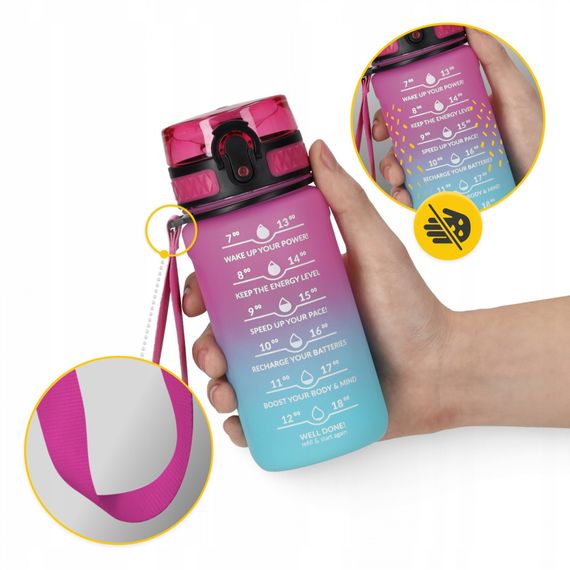 Пляшка для води спортивна 4FIZJO 500 мл 4FJ0628 Pink/Sky Blue (P-5905973400749) | Зображення 4