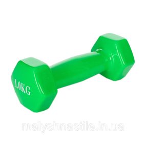 Гантель для фитнеса M 0289-GR с виниловым покрытием, 1 кг, зеленый