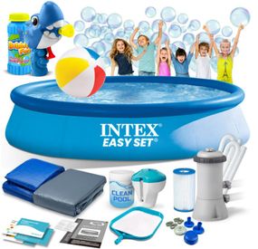 Басейн надувний 15 в 1 INTEX 28142, 396 x 84 см + машина для створення бульбашок (DM-28142-M)