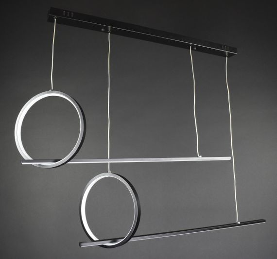 Люстра світлодіодна підвісна LED світильник для квартири на стелю лед 27173 Чорний 50-150х25х100 см. | Зображення 4