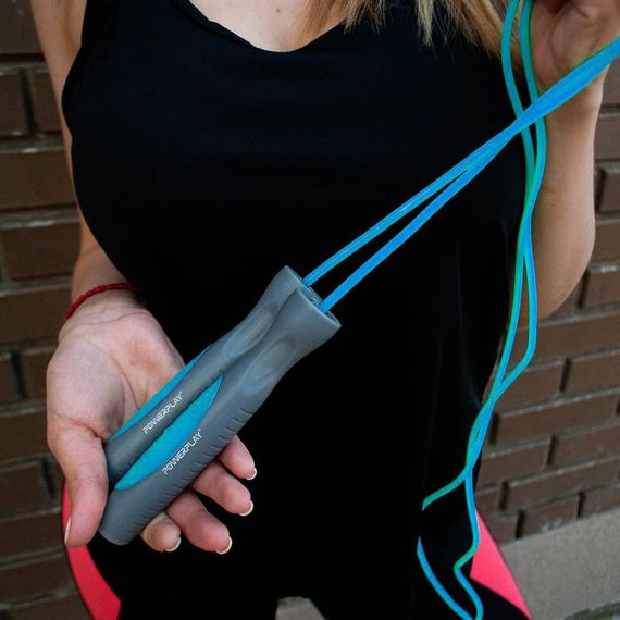 Скакалка PowerPlay 4204 Classic Jump Rope Блакитна (2,7m.) | Зображення 3