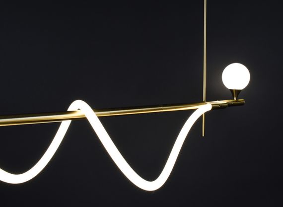 Люстра світлодіодна стельова LED світильник для квартири на стелю лед 27149 Латунь 40-122х30х120 см. | Зображення 8