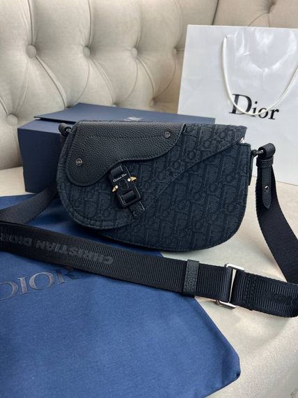 Месенджер чорний Dior Saddle Oblique Black c881 | Зображення 7