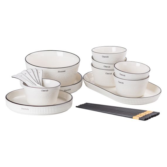 Фарфоровый белый сервиз набор из 22 предметов на 6 персон HP-15-1 | Зображення 1
